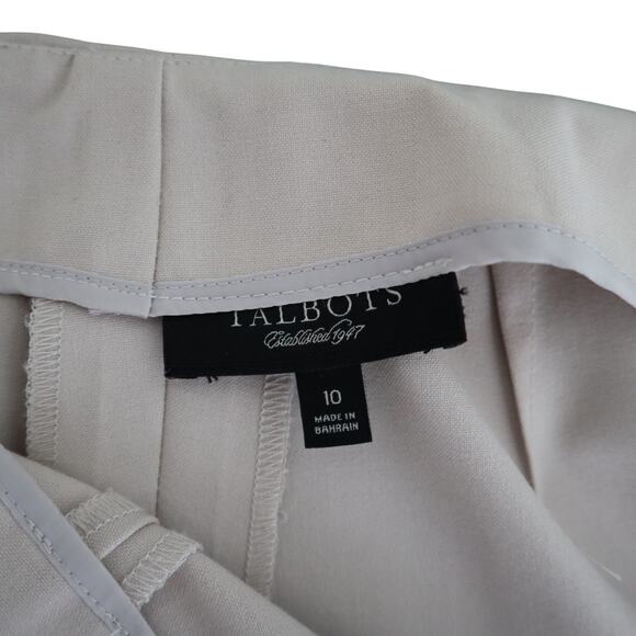 Talbots Womens Classic Side Zip Pants Size 10 Slim Fit Cream Tailored Crease - Picture 6 of 12